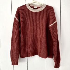Mus & Bombon Barcelona Sweater Sz M Rust Contrast Cream Neck Made in Spain
